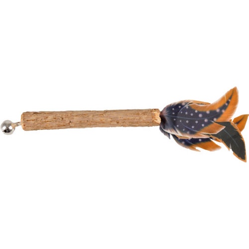 Varinha de flamingo com penas de tecido e sino para gatos