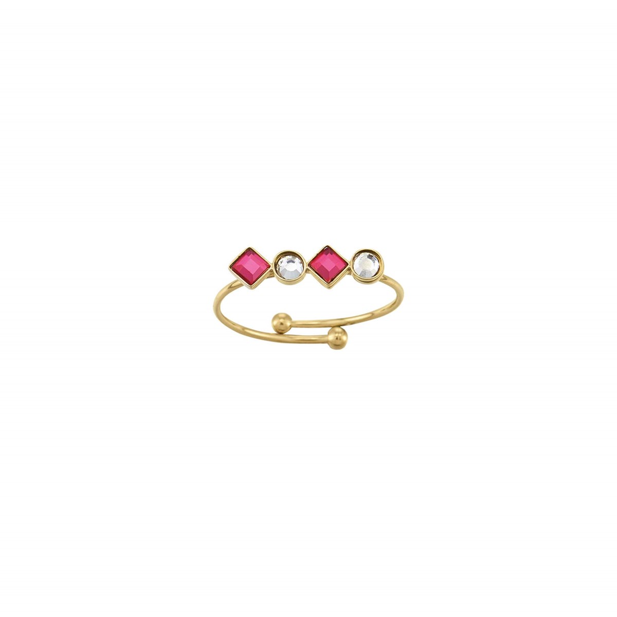 Bague Eclat fuchsia acier doré or