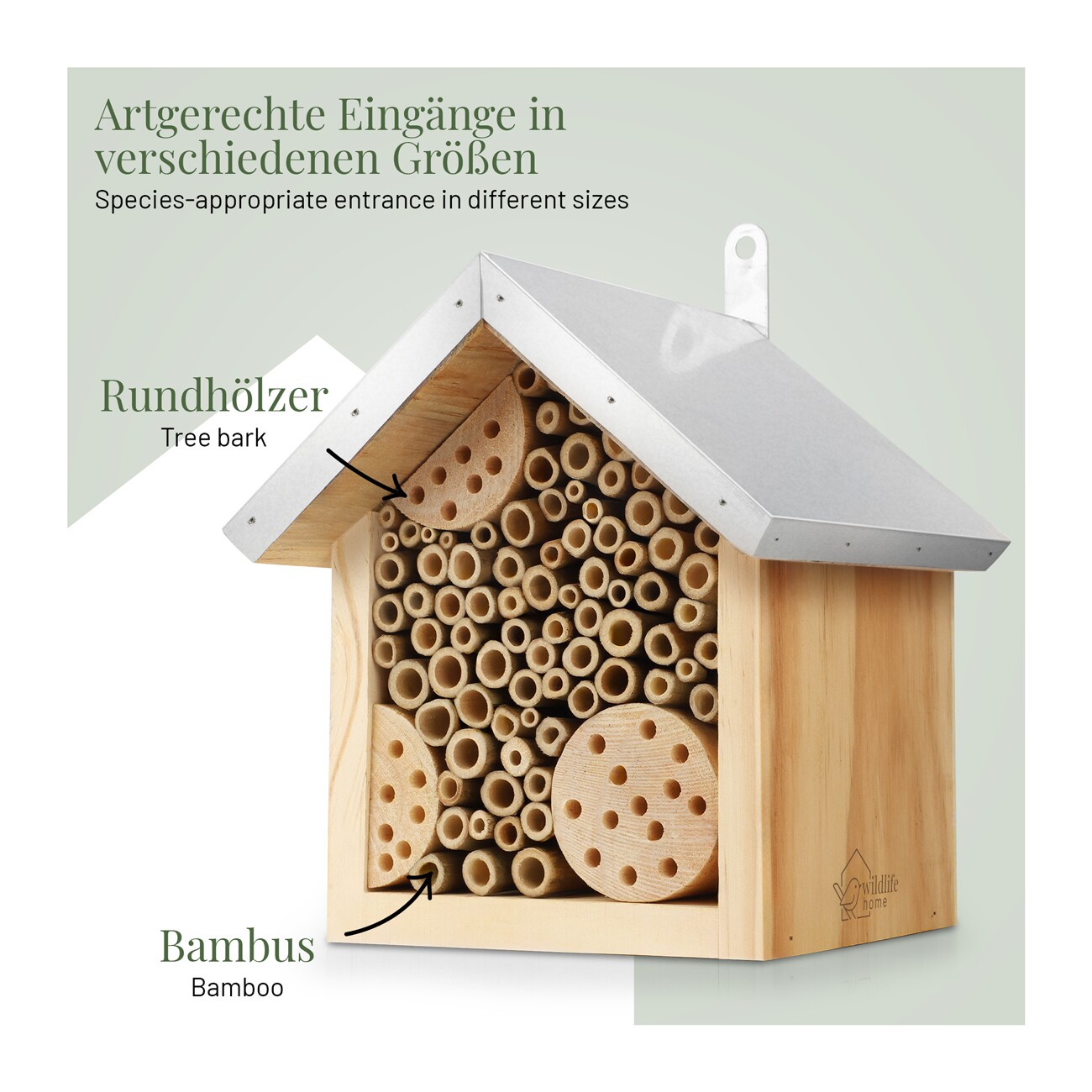 WILDLIFE HOME Bienenhotel mit Metalldach | 2er Set
