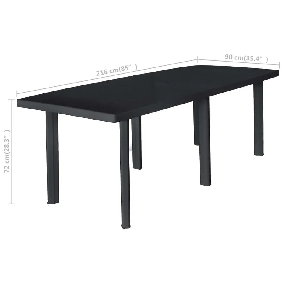 vidaXL - Tuintafel - Antraciet - Kunststof