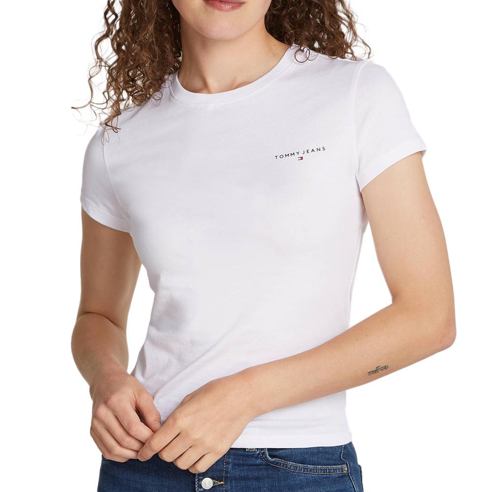 Tommy Hilfiger T-shirt Blanc Femme Tommy Hilfiger Slim Linear