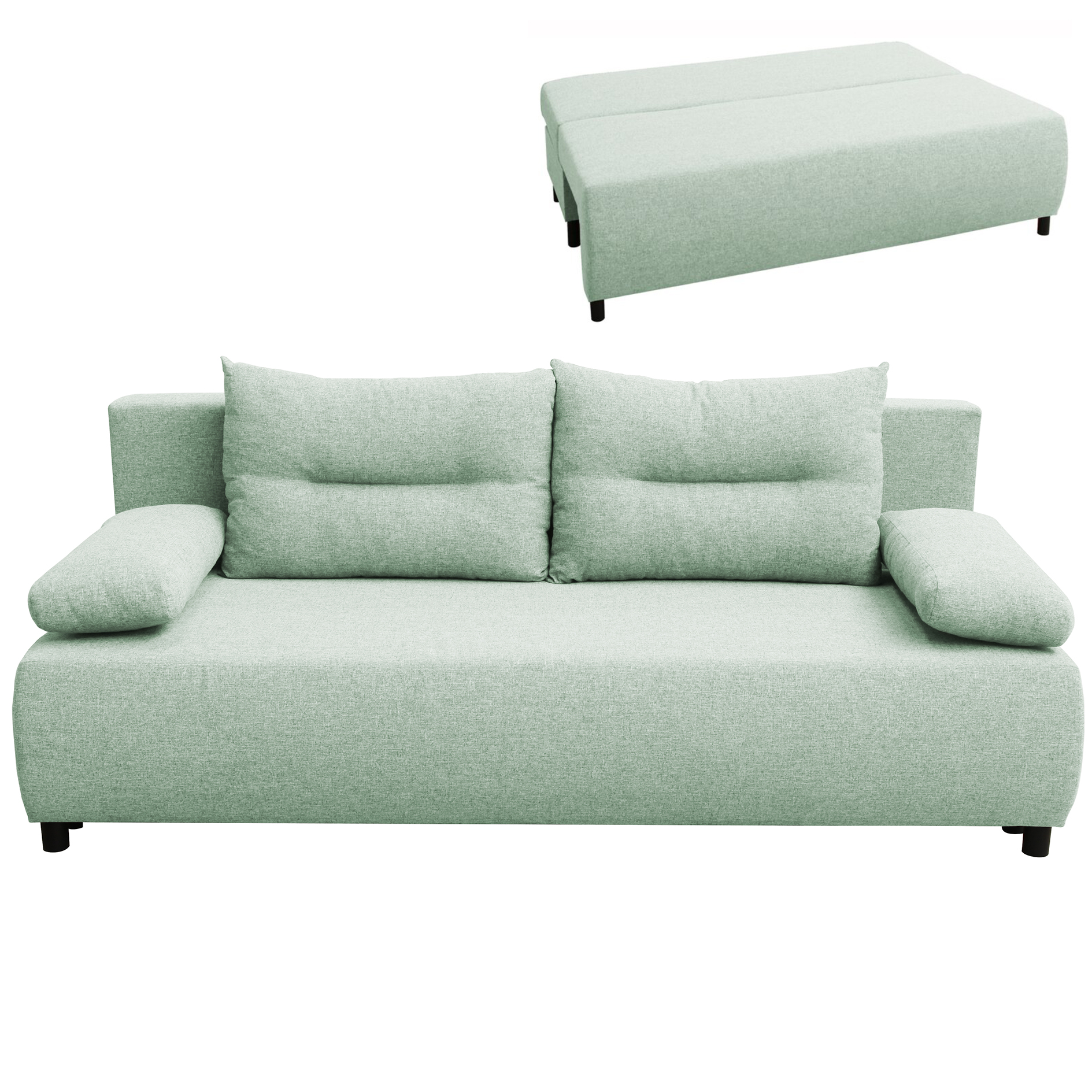 Schlafsofa - minze - mit Staukasten - 192 cm