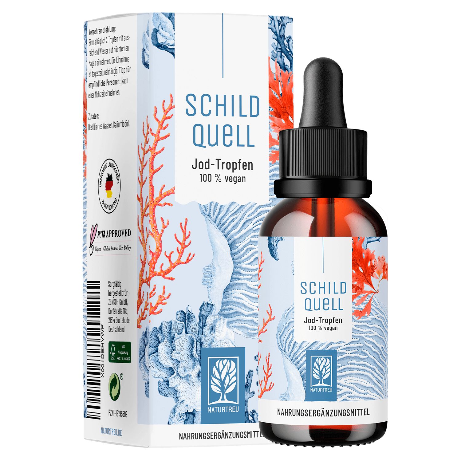 Jod Tropfen hochdosiert - alkoholfrei und vegan - Schildquell - NATURTREU®