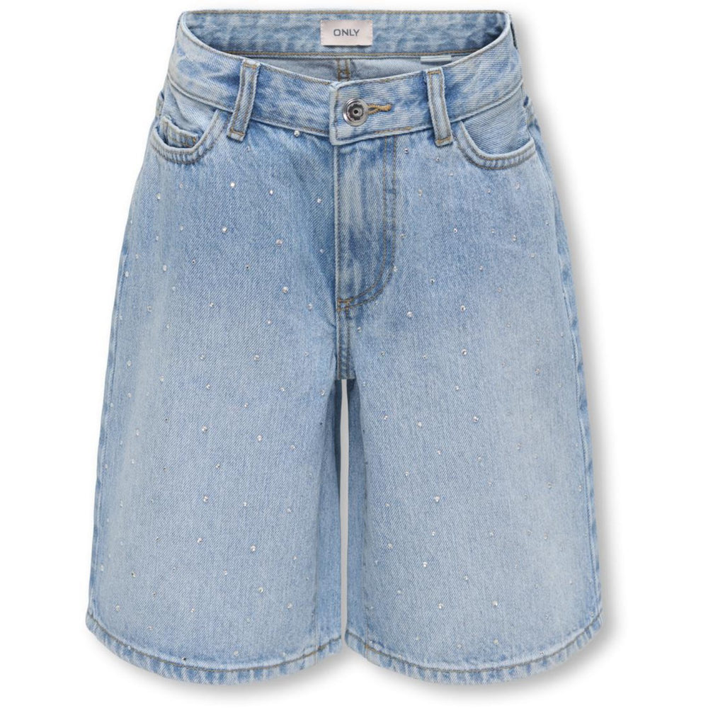 Køb kids ONLY Medium Blue Denim Rhinestones Kogsonny Hw Wide Rhinst Dnm Shorts Azg