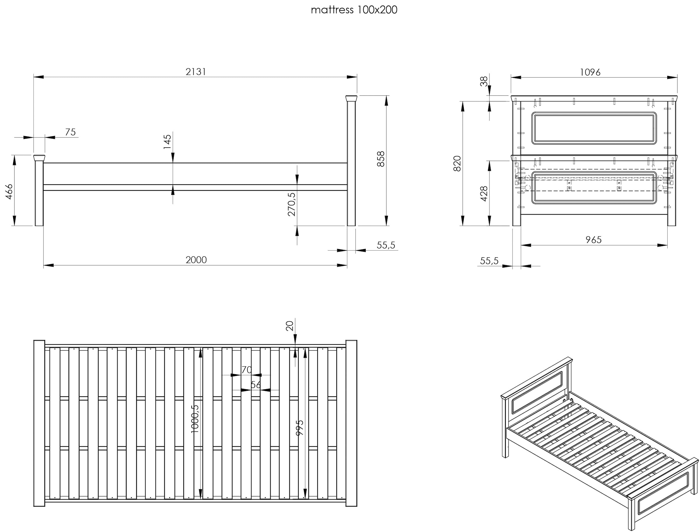 Home affaire Bett »Svea, Komforteinstiegshöhe und Breite, auch für Senioren geeignet« H/B/L ca.  86/100/200 cm,  Belastbarkeit 170KG! Schublade optional, Massivholz, mit Lattenrost
