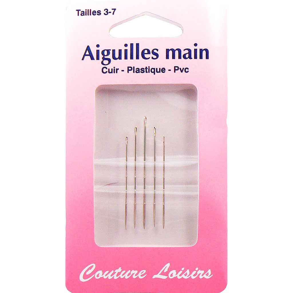 Lot de 5 aiguilles main pour cuir, plastique et PVC