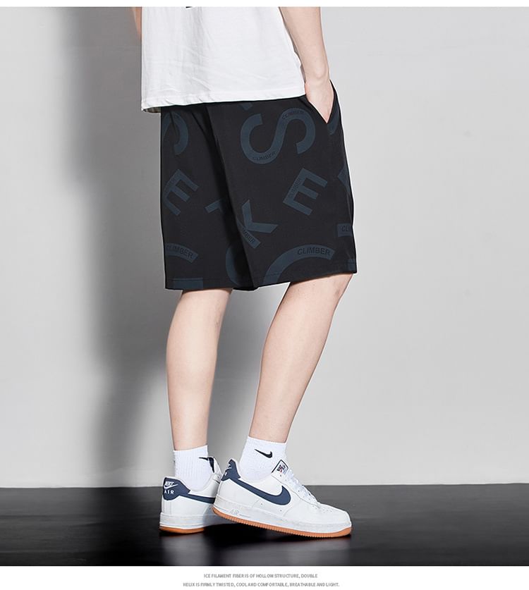 Wewewow - Shorts met elastische taille en letters