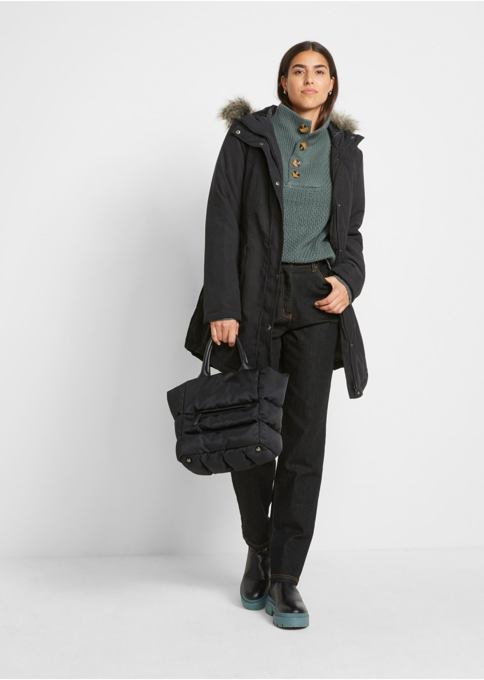 Parka avec bordure synthétique sur la capuche