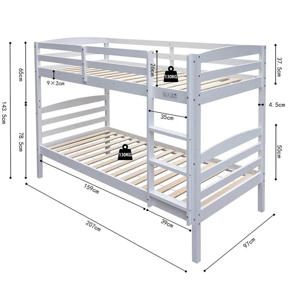 Rousseau Stapelbed Roy 90x200 - splitsbaar - wit grenen