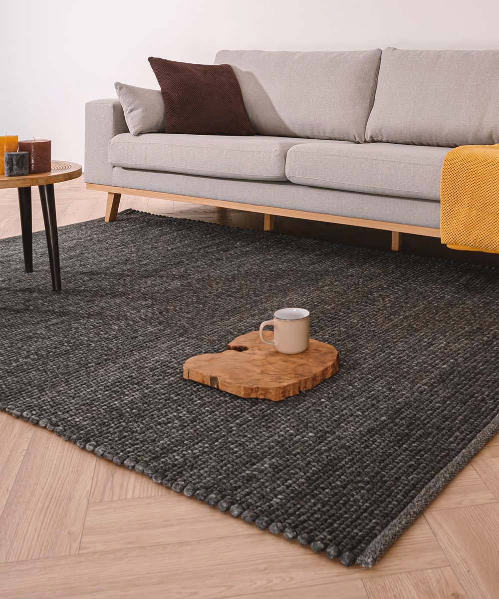 Nordic Weavers Wollen vloerkleed Lett - donkergrijs - 160x230 cm