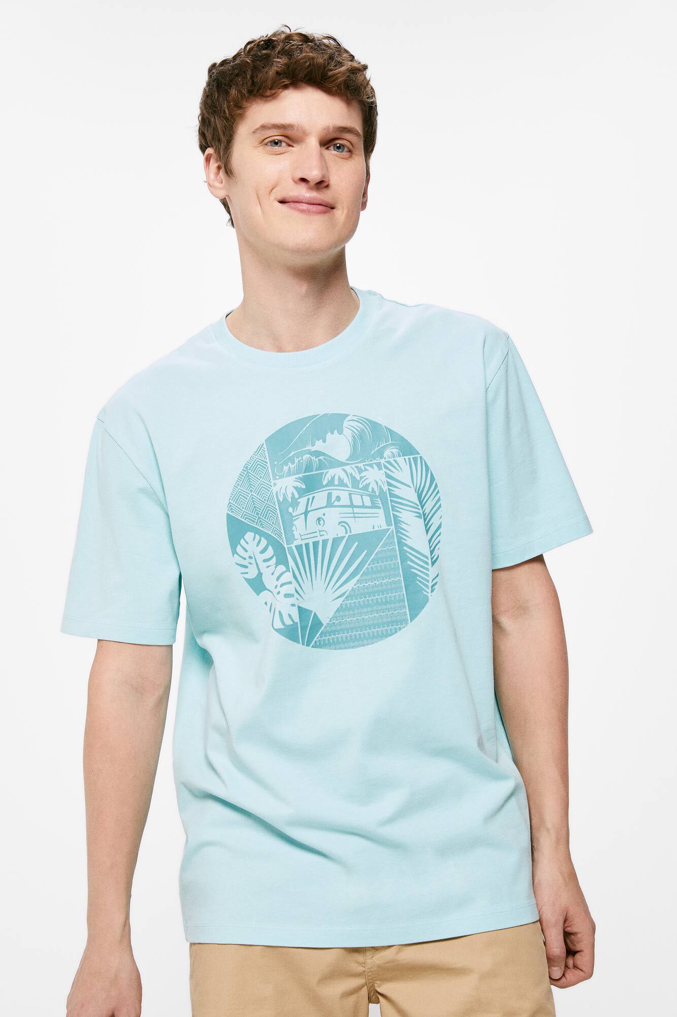 Camiseta geométrica Van - estampa turquesa