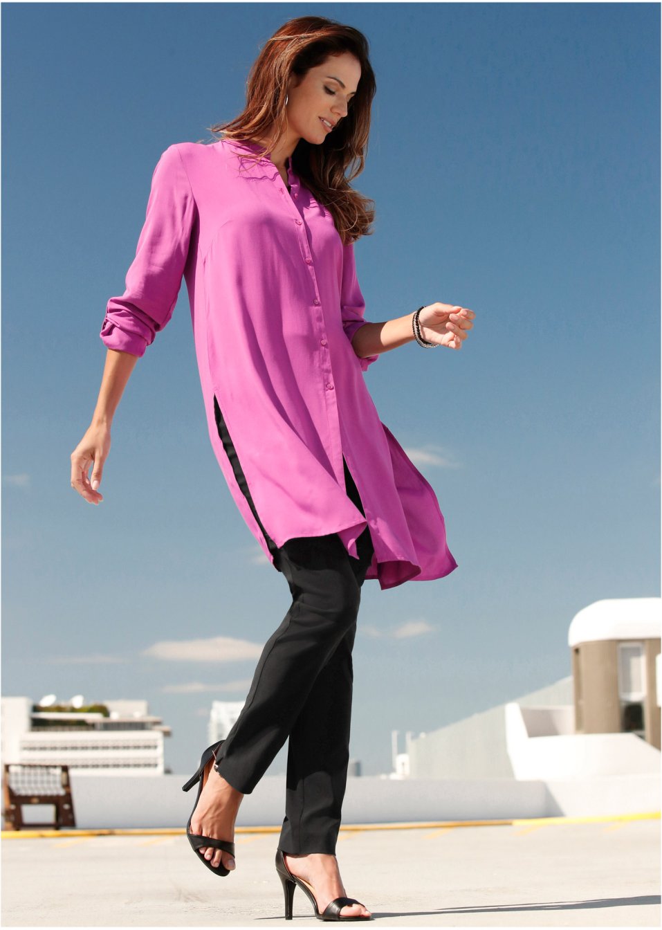 Pantalon extensible à taille élastiquée