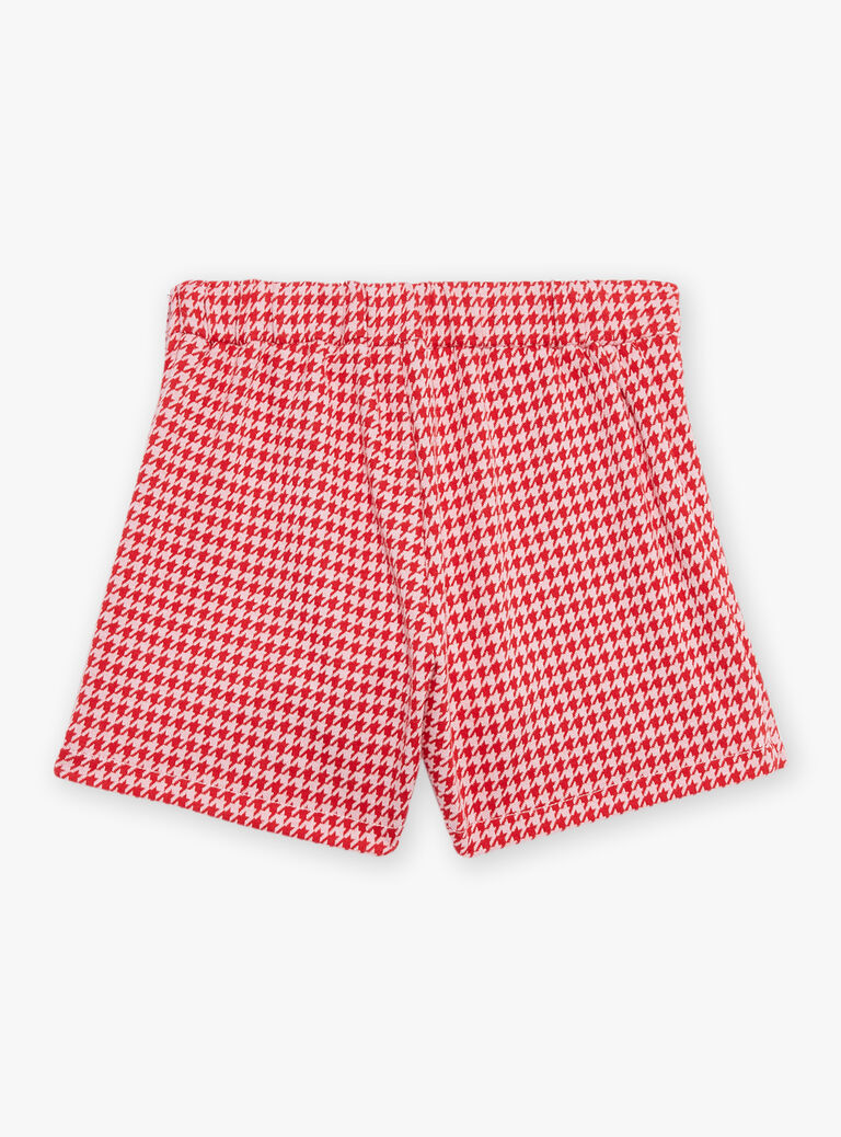 Jupe-short rose barbapapa et rouge à imprimé pied-de-poule