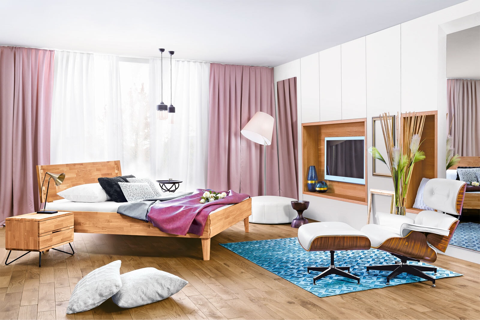 TRAUMWERKSTATT Bett ATLANTA 180 x 200 cm kernbuchebraun