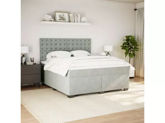 Sommier à lattes de lit et matelas Gris clair 180x200cm Velours