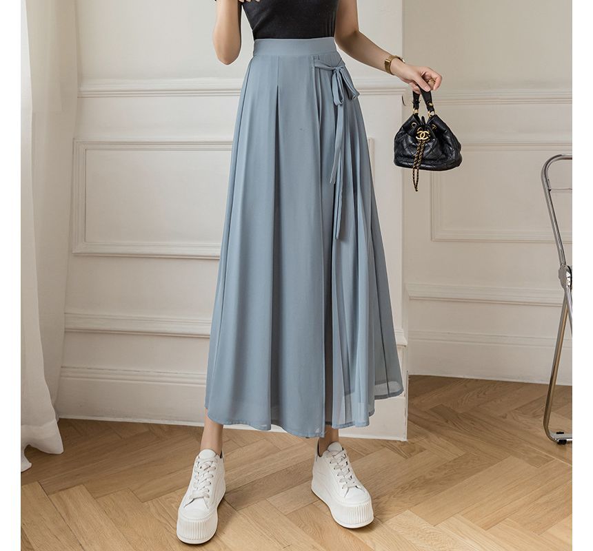 Meatacci - Wijde chiffon broek met hoge taille