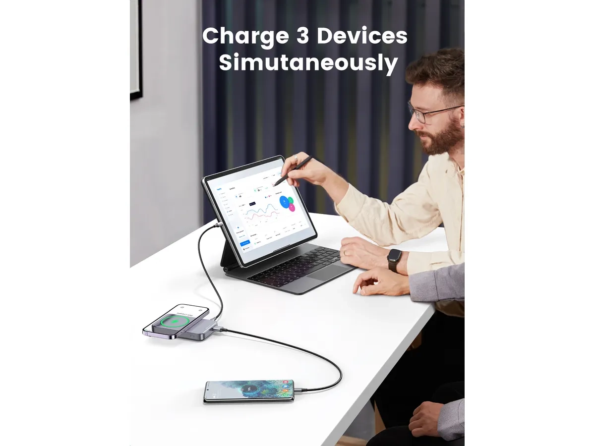 (20W) 10000mAh Magnetische MagSafe Powerbank USB C Power Delivery Ladegerät   Kickstand (15086) - Space Gray