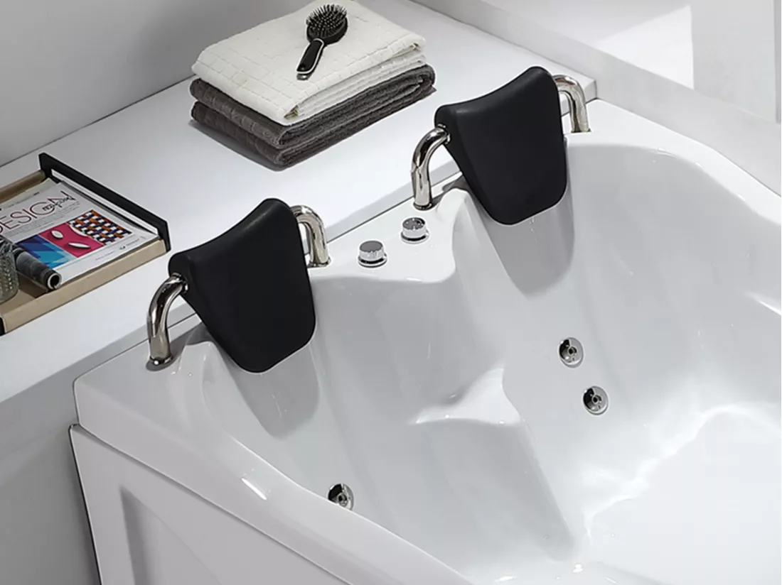 Baignoire balnéo blanche - 2 places - 385 L - 181 x 121 x 65 cm - Angle gauche - RAFINA