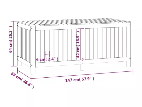 Boîte de rangement de jardin Gris 147x68x64 cm Bois de pin