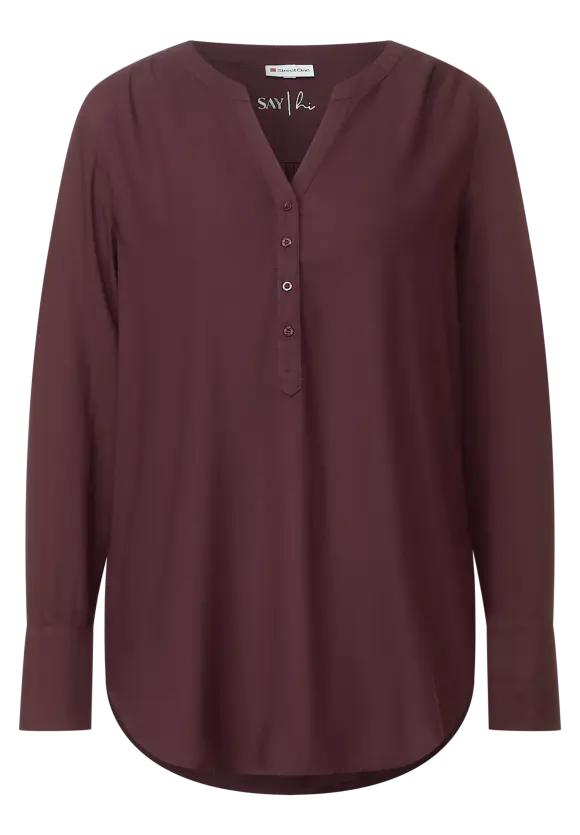 Longbluse in Unifarbe - purple brown