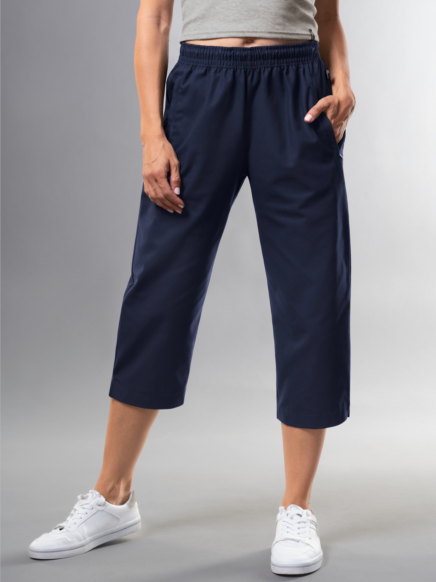 3/4 Freizeithose aus Baumwolle Navy