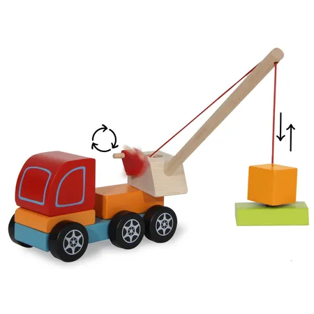 Jamara Holzspielzeug Kidiwood Steckspiel Mobilkran 14tlg.