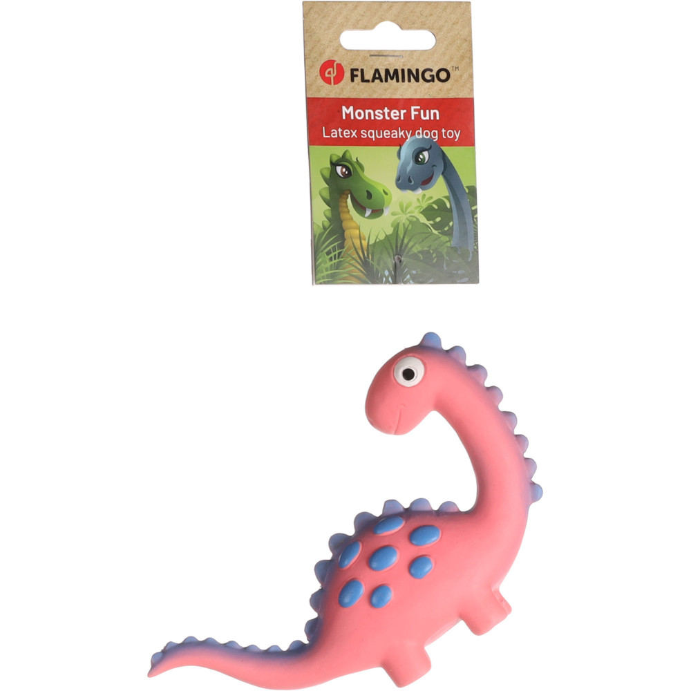 Jouet dinosaure rose en latex hauteur 10 cm pour chien