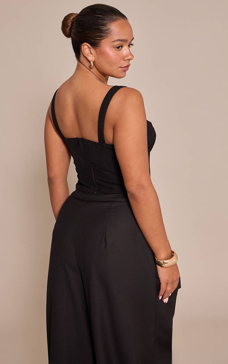 Noir Top Corset Décolleté Arrondi Avec Boutons Devant Shape