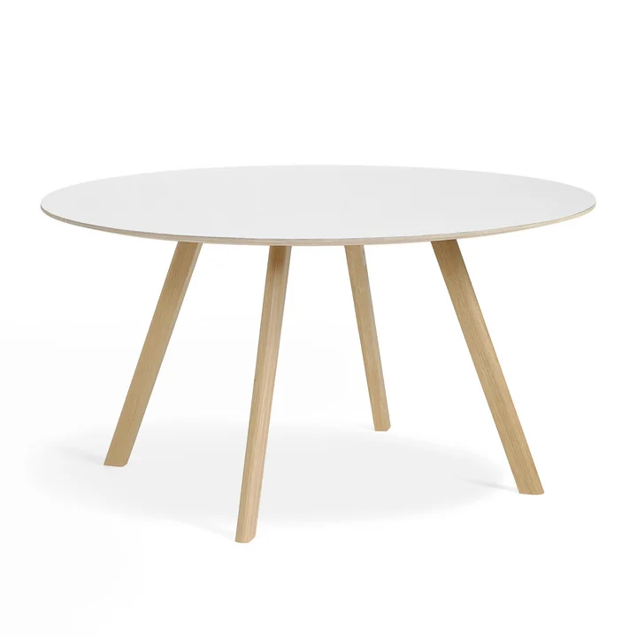 HAY - Copenhague CPH25 2.0 Tisch Ø 140 cm, Eiche lackiert / Linoleum off-white