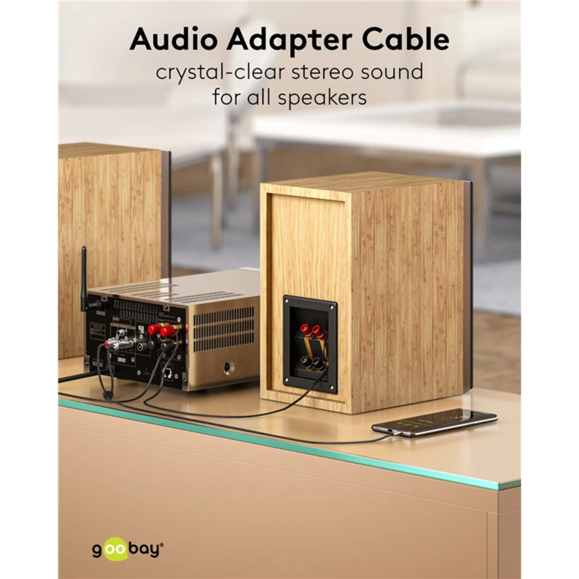 goobay Kabel Plus Audio Adapterkabel AUX 3,5mm Klinke > Stereo-Cinch Stecker