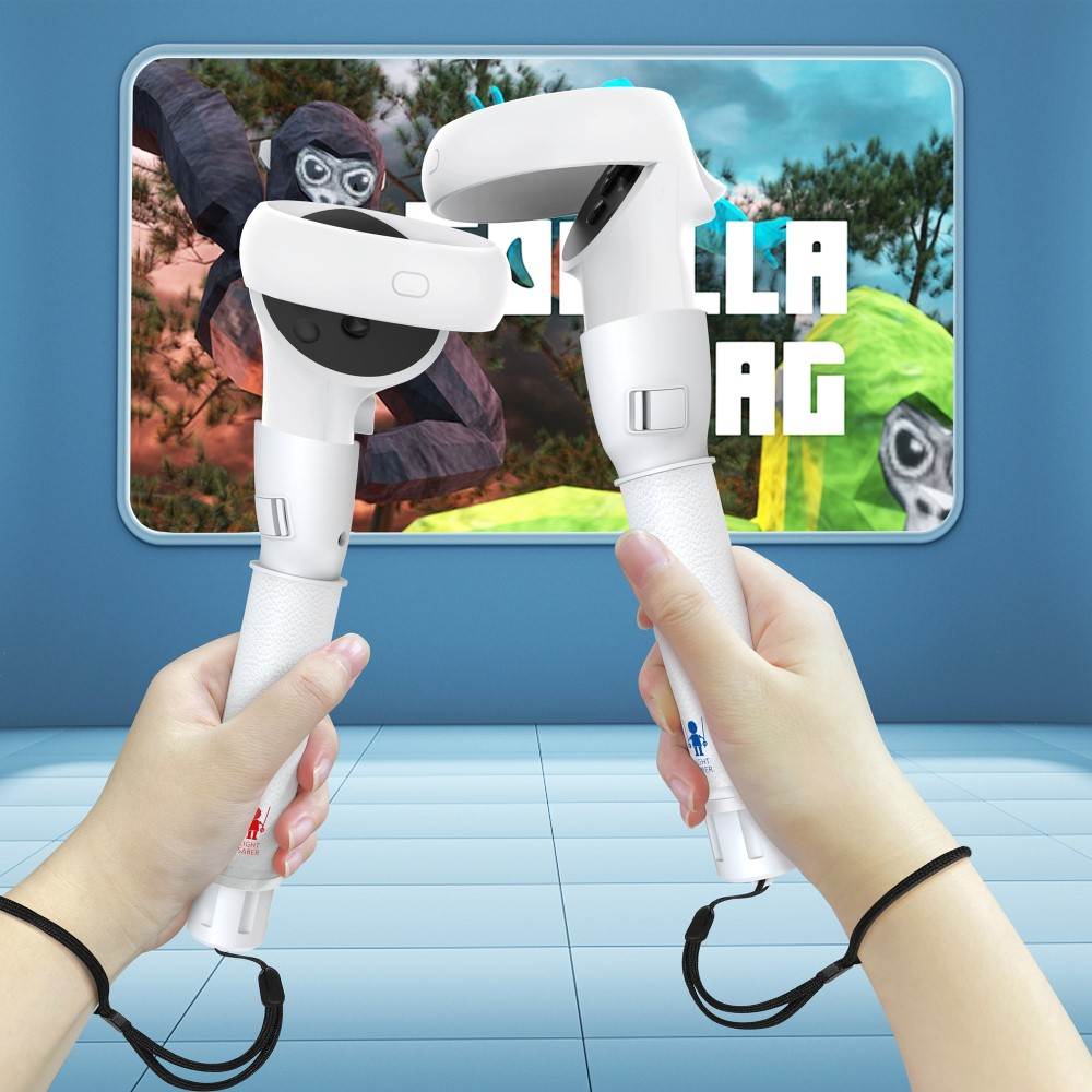 (2er Set) Meta Quest / Oculus Quest 2 Controller Silikon Grip verstellbare Griffverlängerung - Weiss