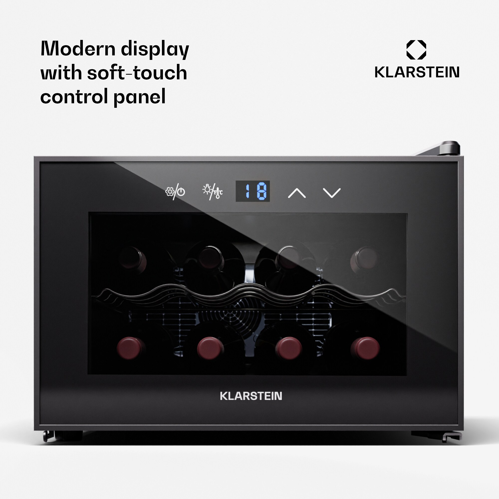 Shiraz 8 Uno Weinkühlschrank 8 Flaschen 8 - 18 °C Touch-Control Schwarz 8 Flaschen 1 Kühlzone