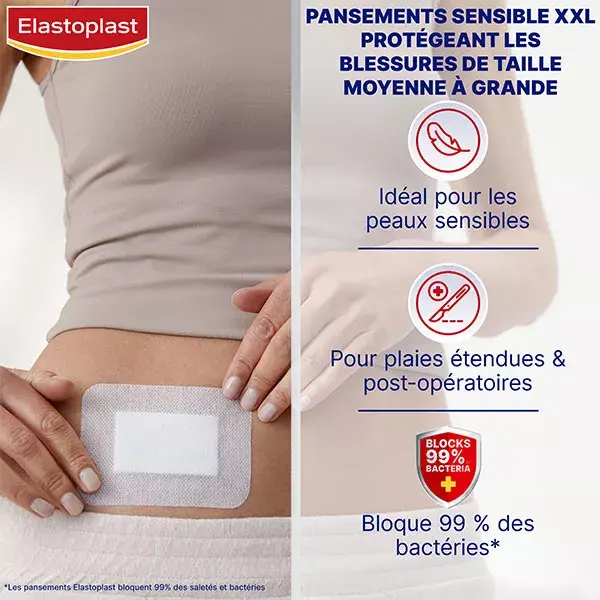 Curativo Elastoplast Sensitive XXL 8 x 10 cm Estéril 5 unidades