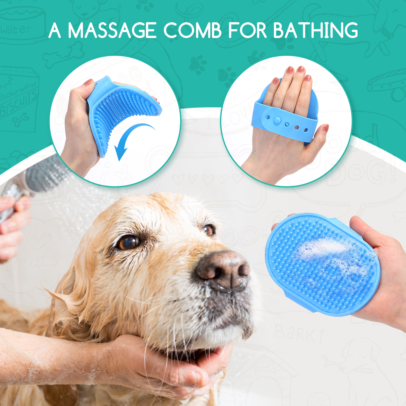 Escova dupla para cães e gatos 2 em 1, conjunto com 3 pentes profissionais para animais de estimação, escova de massagem desembaraçante com cerdas para pelos longos e curtos.