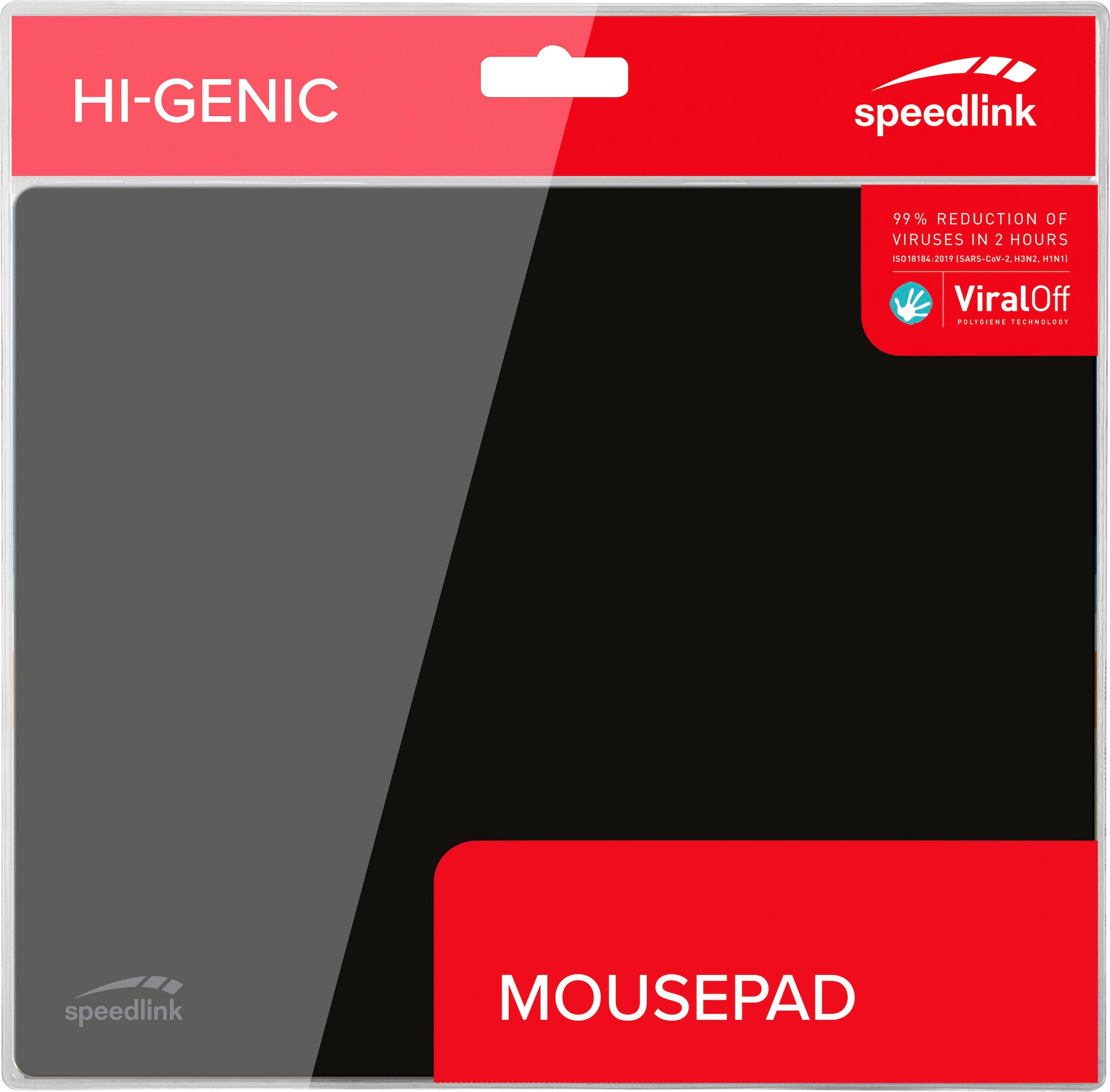 Speedlink Mauspad »HI-GENIC antiviral, schwarz« mit antimikrobieller Beschichtung, Rutschfeste Unterseite