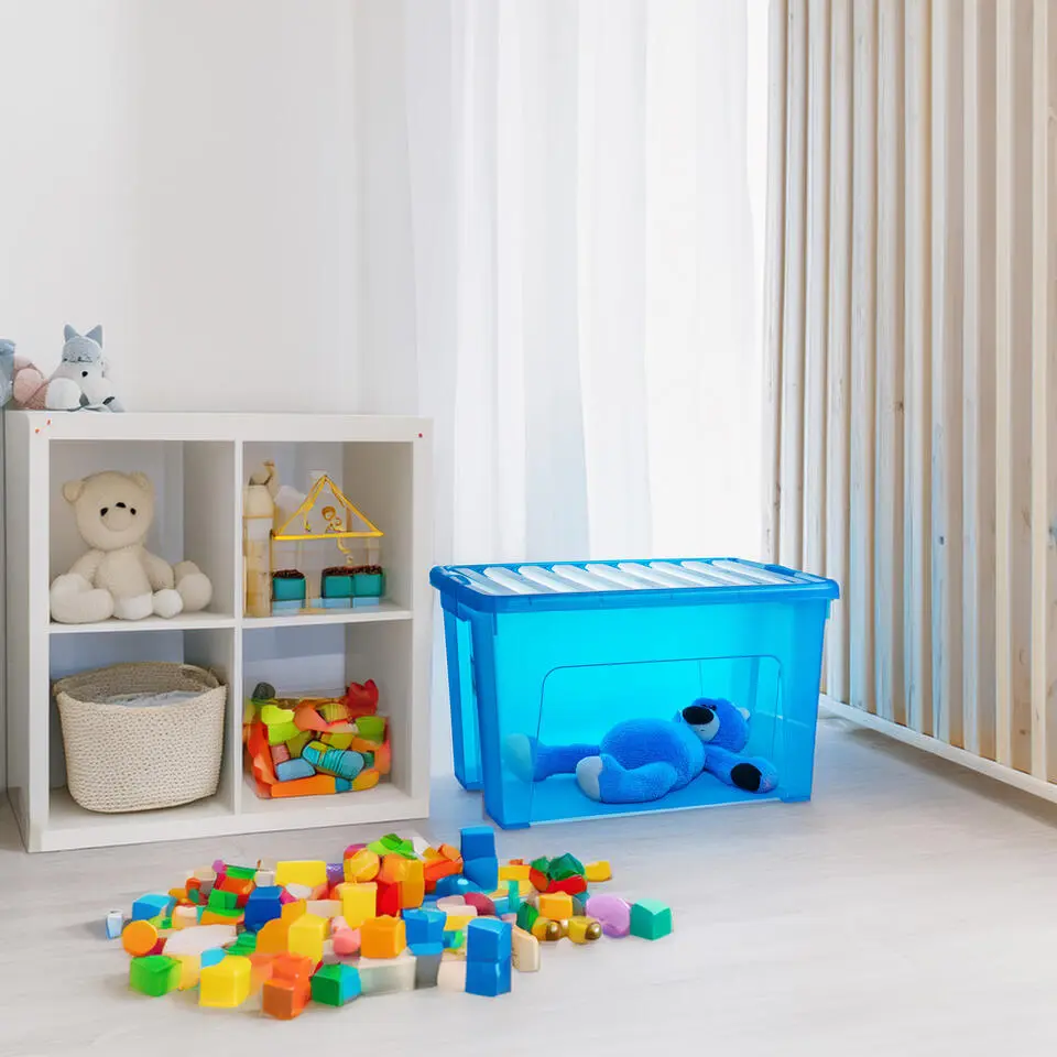 Plasticforte Opbergbox met deksel - blauw - 47L - kunststof