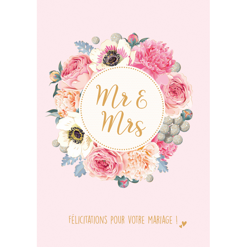 ABC Hochzeitskarte, 21 x 29.7 cm, Blumenkranz