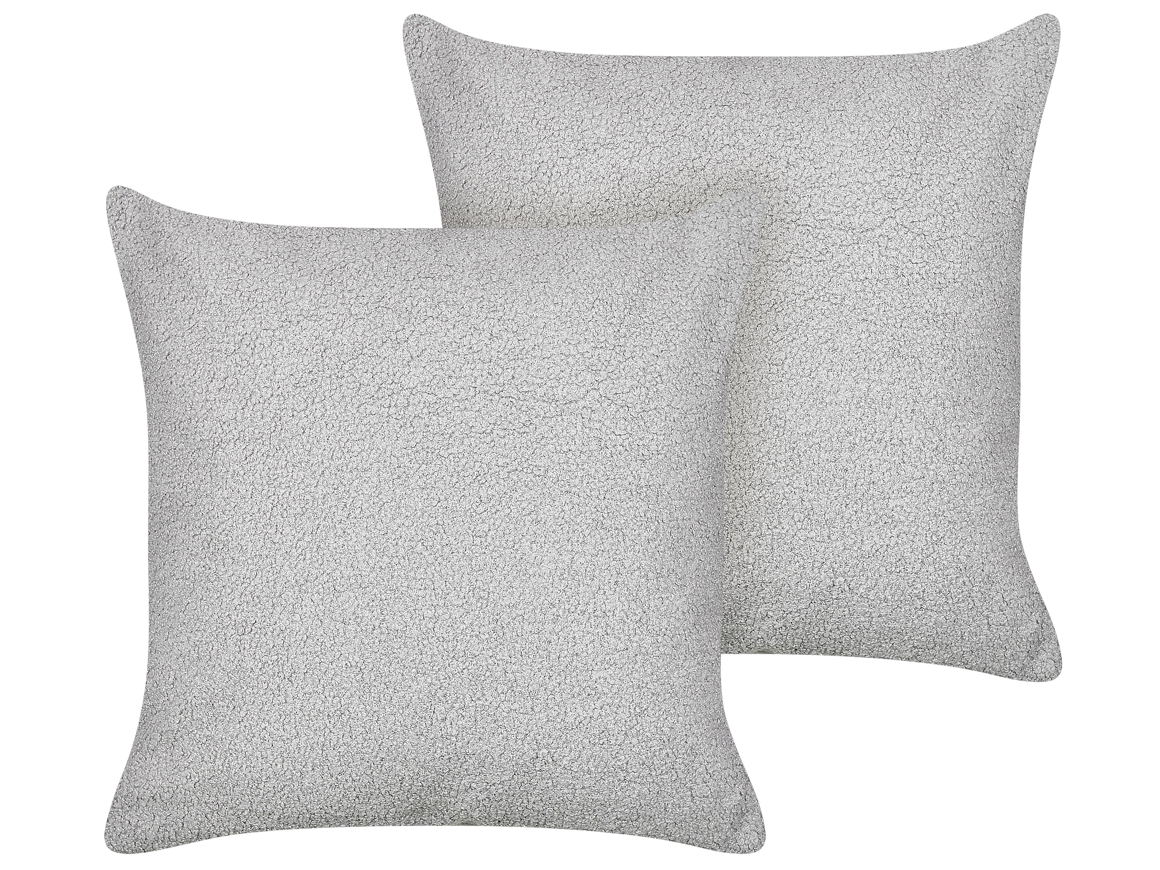 Set van 2 sierkussens LEUZEA Bouclé 45 x 45 cm Grijs effen