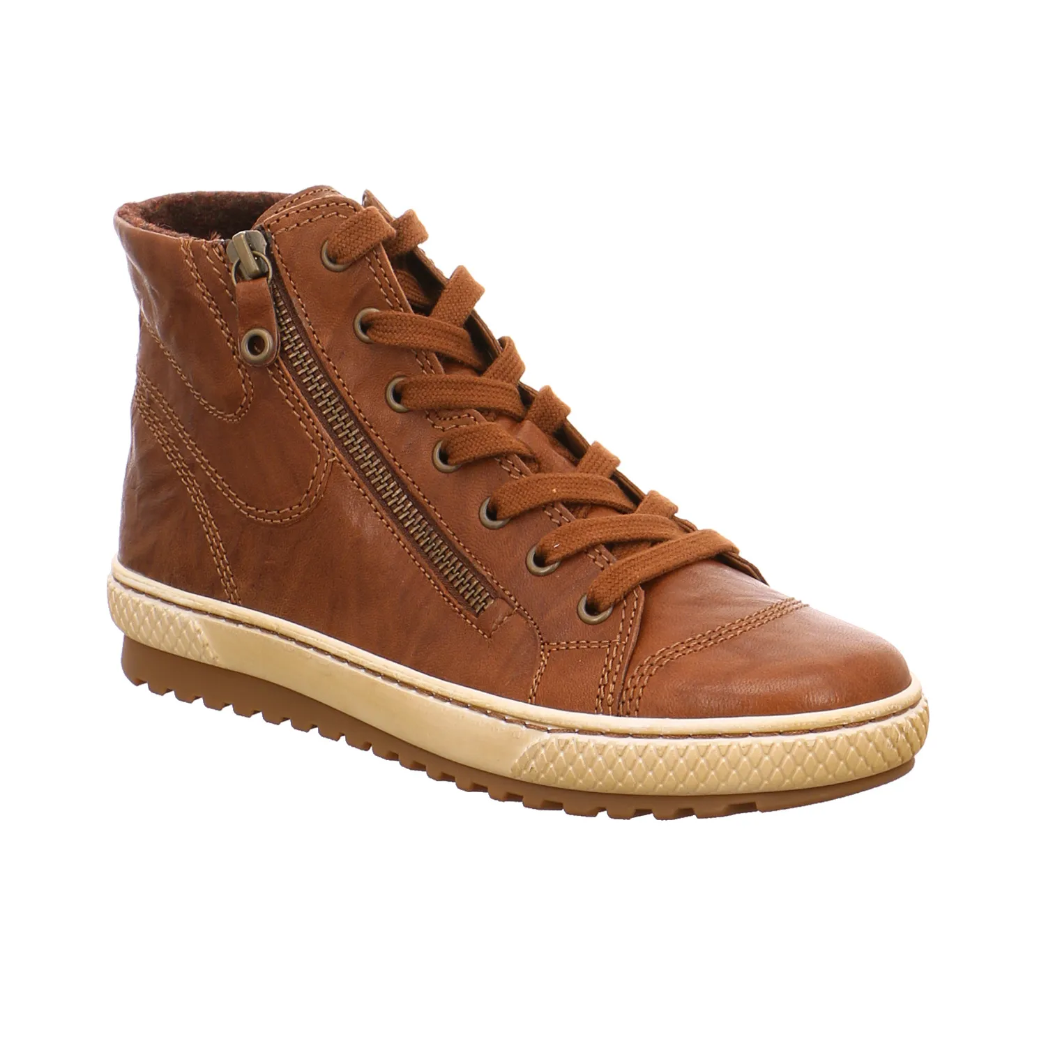 GABOR Mid Cut Sneaker Cognac Leder  mit Wechselfussbett