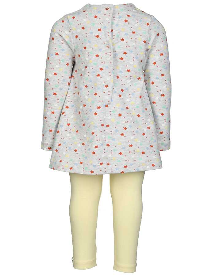 Langarm-Tunika LITTLE STARS mit Leggings in grau melange