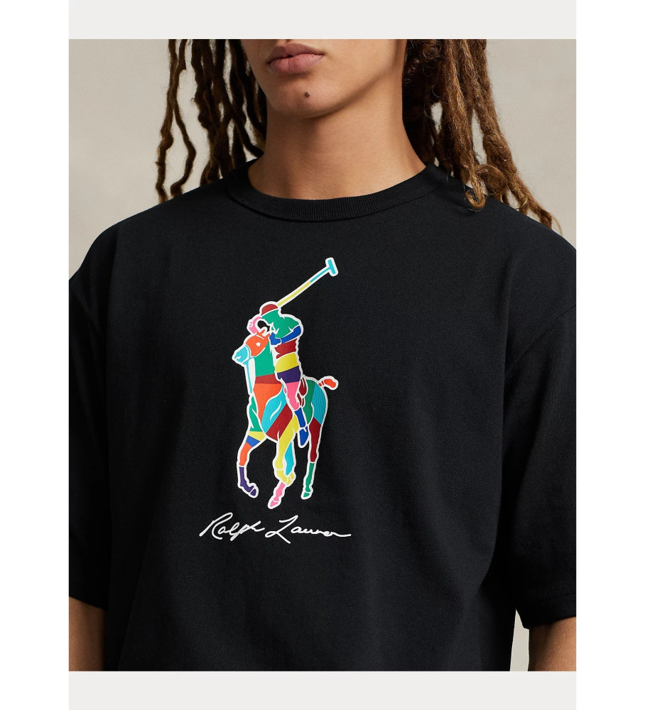 Camiseta Ralph Lauren Big Pony Relaxed Fit em algodão, preta