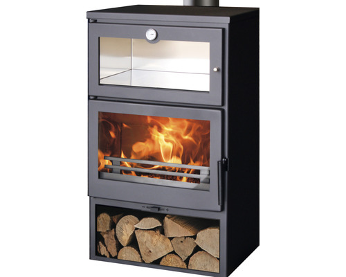 Panadero Oven stalen houtkachel, zwart, 7,1 kW, met bakcompartiment