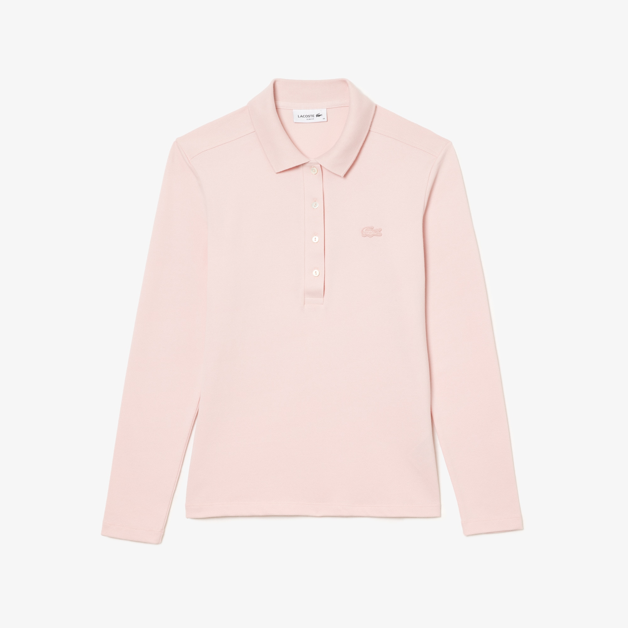 Polo Lacoste slim fit à manches longues en piqué stretch Manches Longues - Rose - Lacoste - Femme