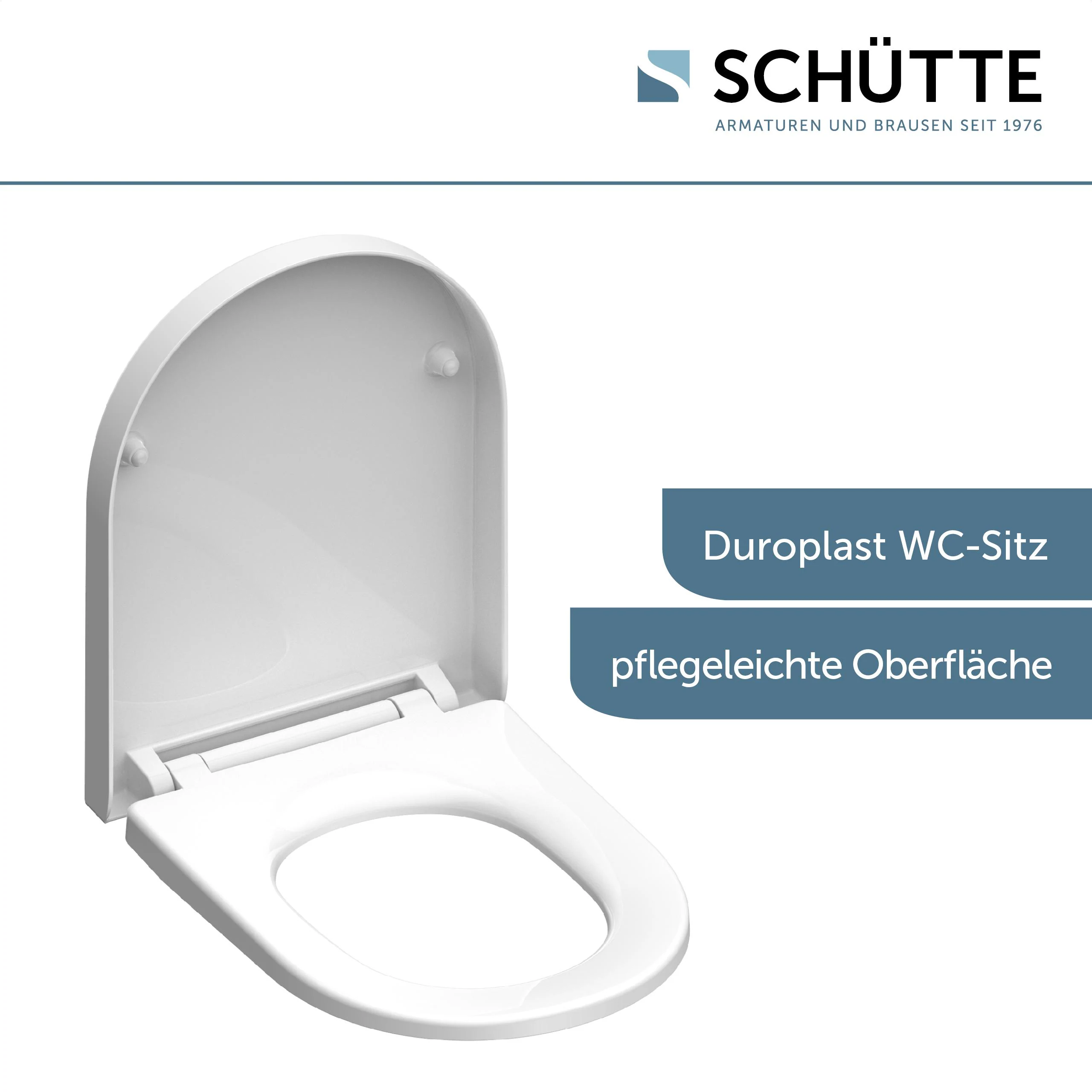 SCHÜTTE Duroplast WC-Sitz D-Form WHITE, mit Absenkautomatik und Schnellverschluss