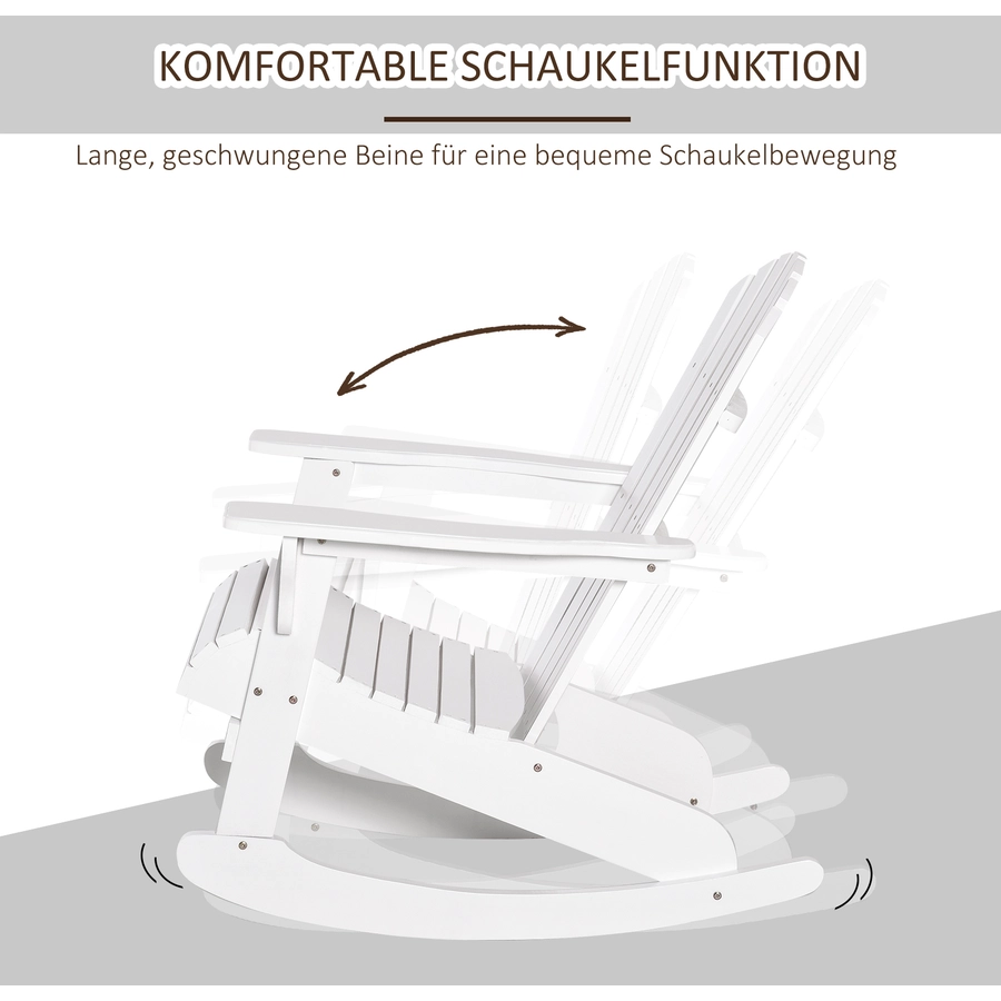 Outsunny Schaukelstuhl mit Armlehnen weiß