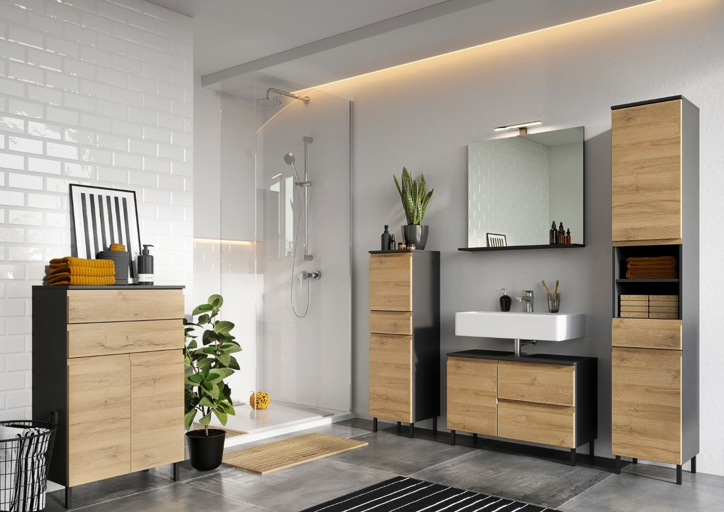 Germania Salinas Badkamerkast Small Grafiet | Eiken
