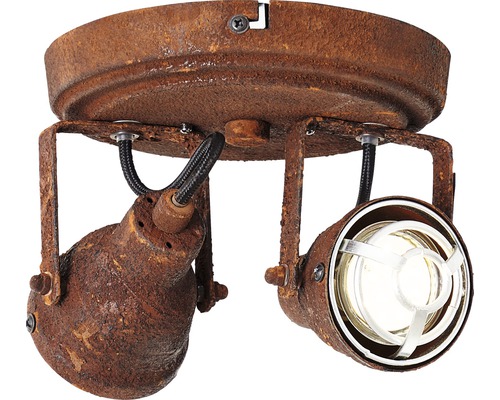 Plafondspot, 2-lichts, Ø 16,5 cm, roestkleurig/zwart