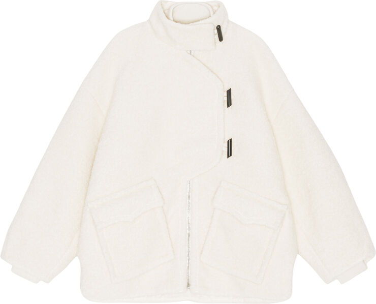 Ganni Boucle Wool Shoulder Jakke Egret