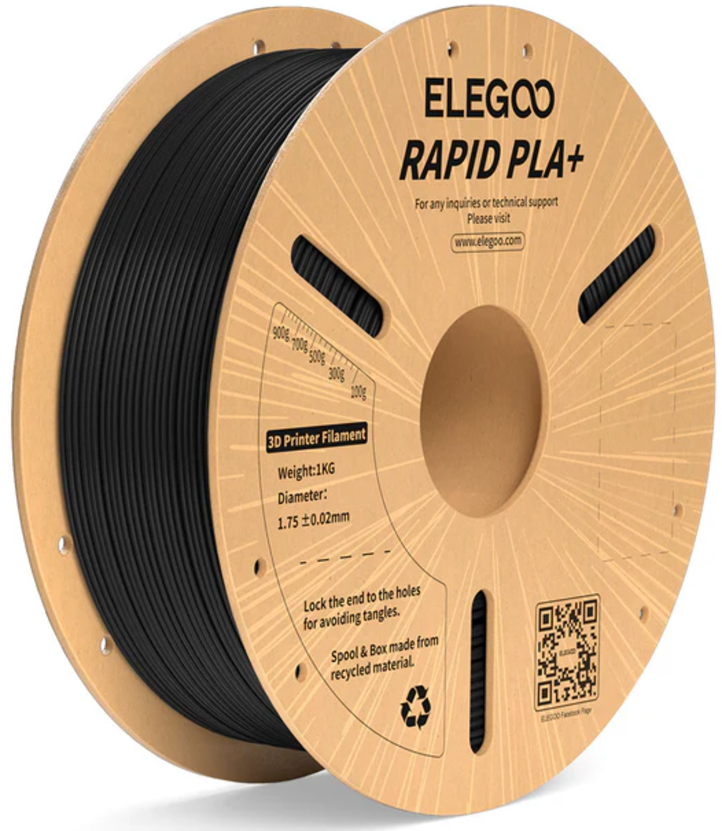 Elegoo  Rapid PLA+ Black, 1,75 mm / 1000 g    PLA für High Speed Anwendungen in Schwarz