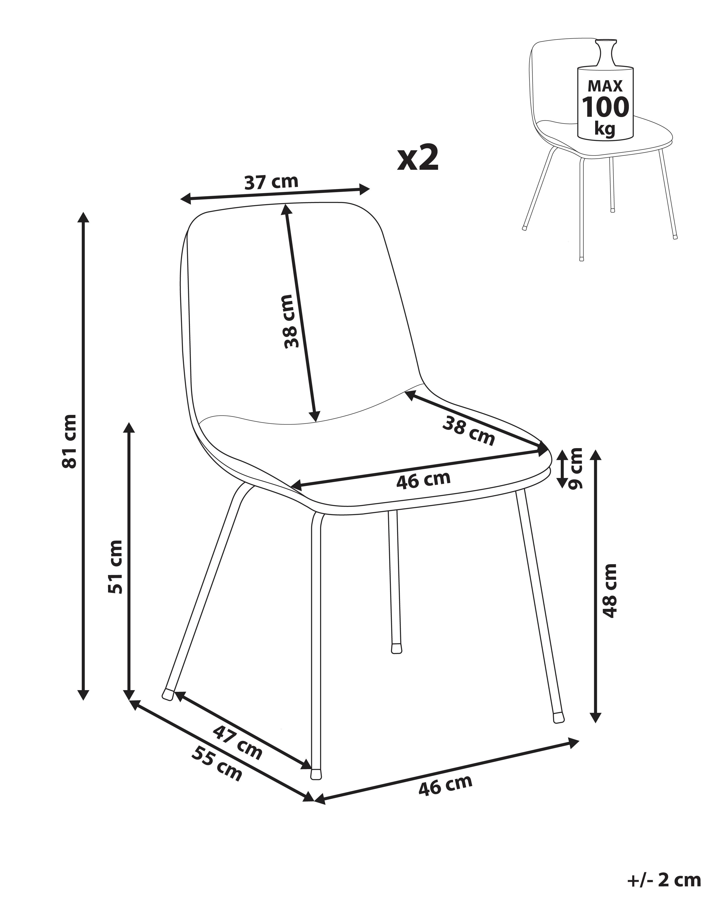 Set van 2 eetkamerstoelen LORIDA Stof Lichtgrijs